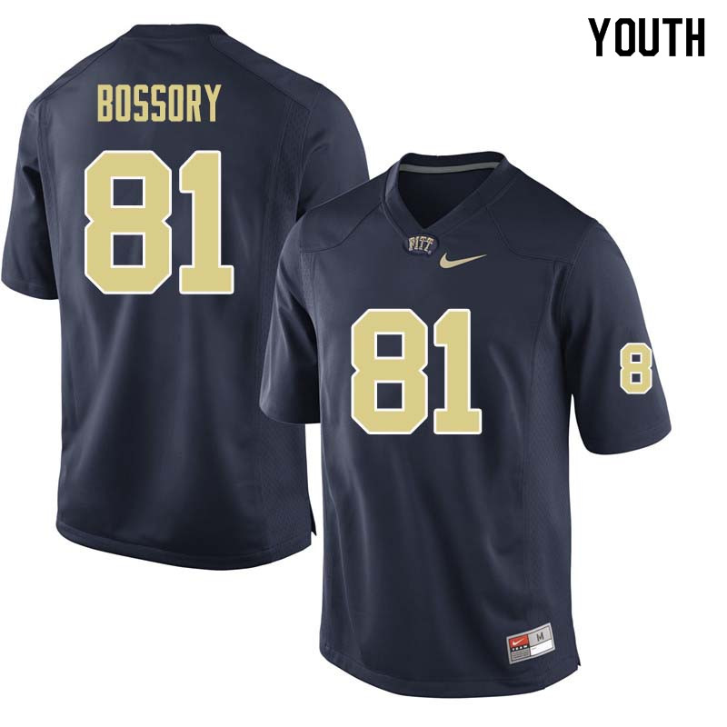 Youth #81 Nate Bossory Pittsburgh Panthers College Football Jerseys Sale-Navy